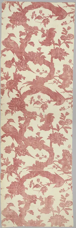 Piece with pheasants and exotic flowers