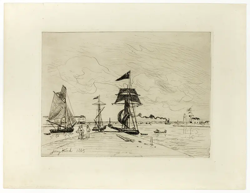 Pier at the Port of Honfleur Wall Art by Johan Barthold Jongkind - High-Resolution Digital Print