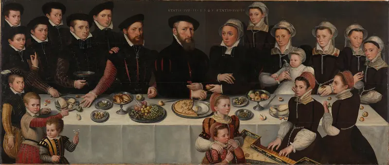Pierre de Moucheron (1508-67), his Wife Isabeau de Gerbier, their eighteen Children, their Son-in-Law Allard de la Dale and their first Grandchild Wall Art by anonymous - High-Resolution Digital Print