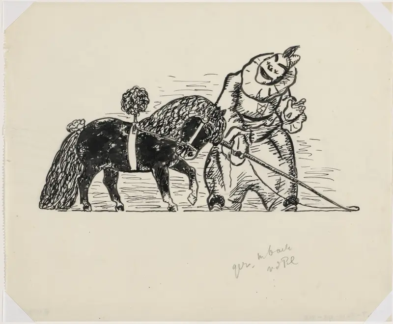 Pierrot dresseert pony met pluim (schets) Wall Art by Leo Gestel - High-Resolution Digital Print