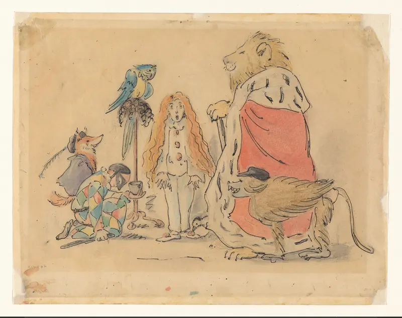 Pierrot krijgt plotseling lange haren Wall Art by Nelly Bodenheim - High-Resolution Digital Print