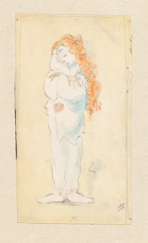 Pierrot met lange rode haren Wall Art by Unknown - High-Resolution Digital Print