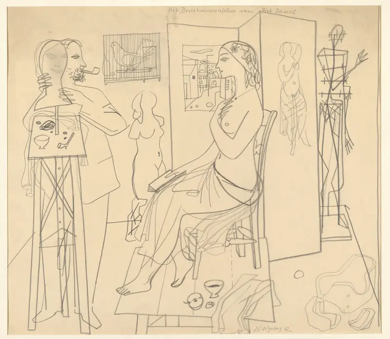 Piet Damsté in zijn atelier Wall Art by Unknown - High-Resolution Digital Print