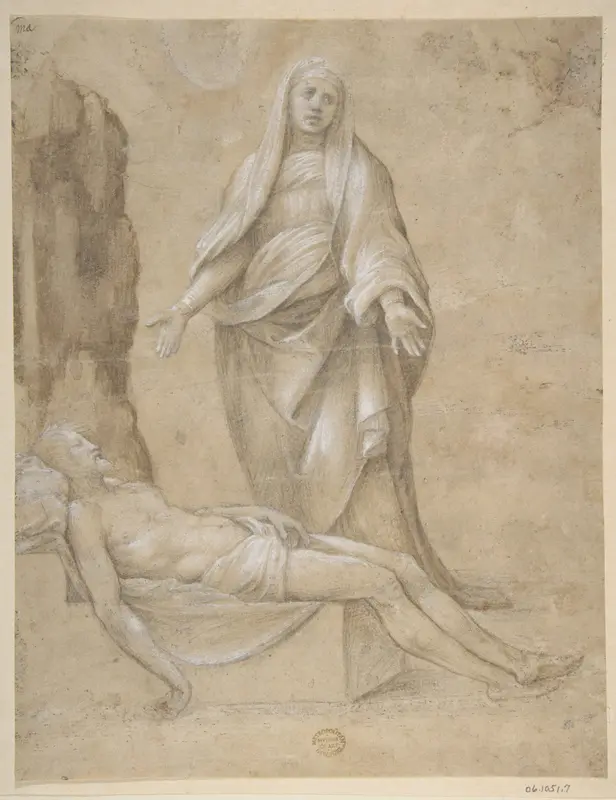 Pietà (recto); Madonna and two cherubs (verso) Wall Art by Raphael (Raffaello Sanzio or Santi) - High-Resolution Digital Print