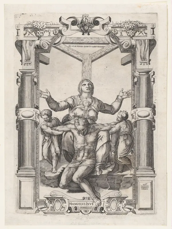 Pietà with Angels in Front of the Cross Wall Art by Nicolas Beatrizet - High-Resolution Digital Print
