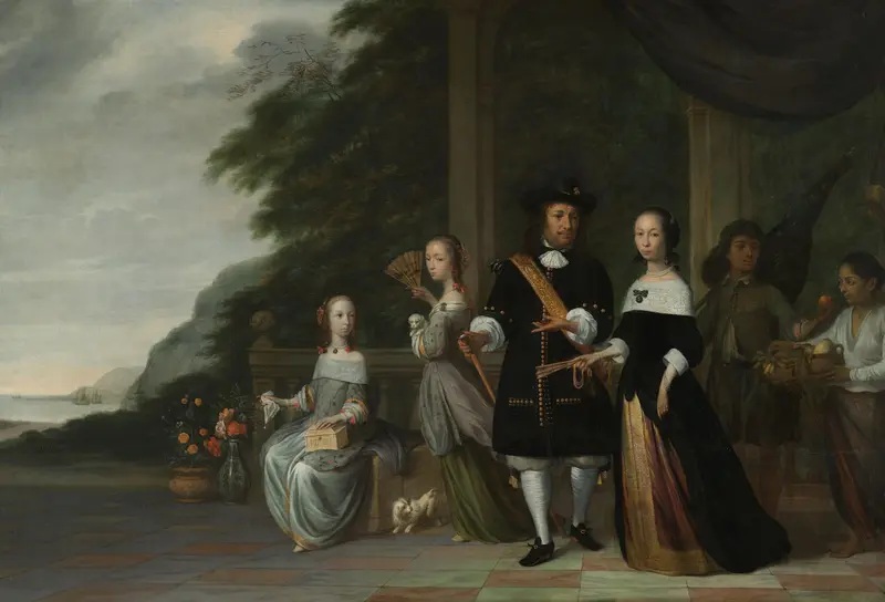 Pieter Cnoll, Cornelia van Nijenrode, their Daughters and Two Enslaved Servants Wall Art by Jacob Coeman - High-Resolution Digital Print