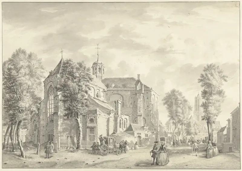 Pieterskerk te Utrecht met op de achtergrond de Dom Wall Art by Jan de Beijer - High-Resolution Digital Print