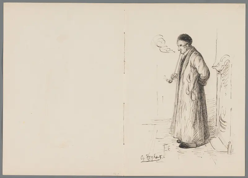 Pijprokende man in lang gewaad Wall Art by Unknown - High-Resolution Digital Print