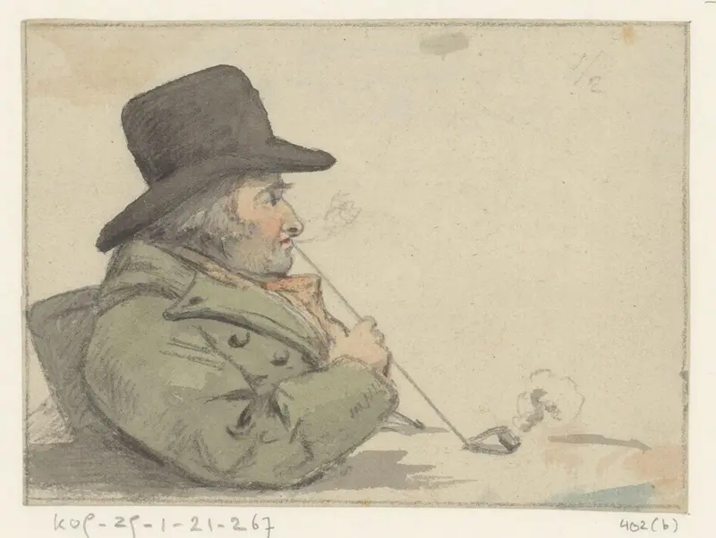 Pijprokende man met hoge hoed Wall Art by Jean Bernard - High-Resolution Digital Print