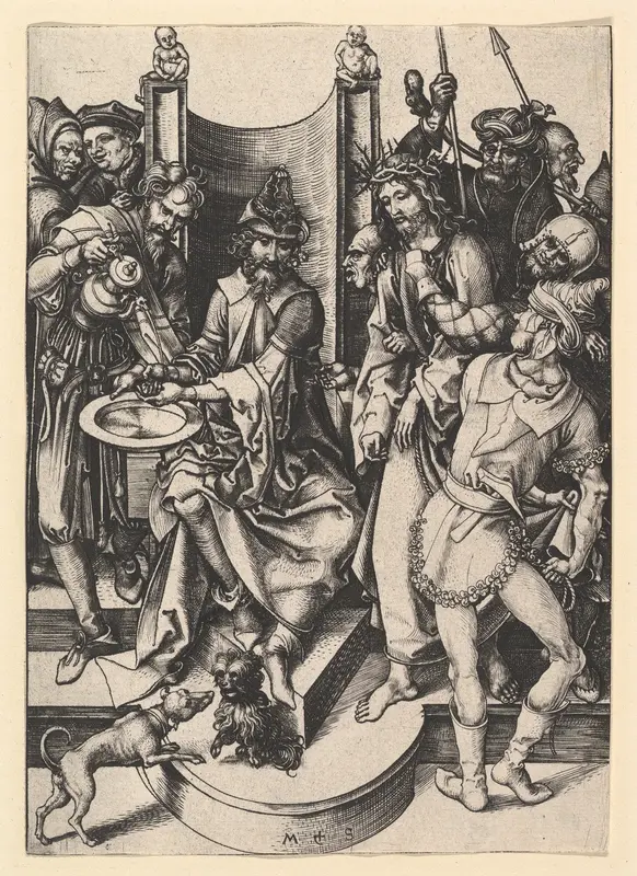 Pilate Washing His Hands Wall Art by Martin Schongauer - High-Resolution Digital Print