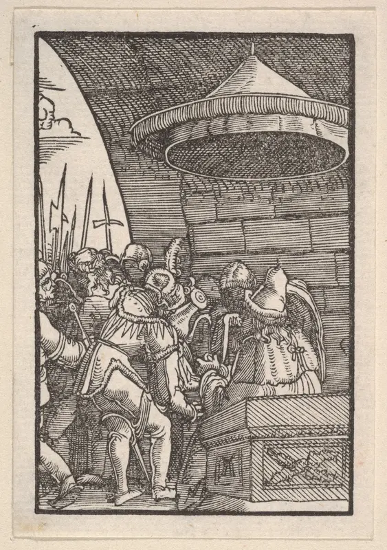 Pilate Washing His Hands, from "The Fall and Salvation of Mankind Through the Life and Passion of Christ" Wall Art by Albrecht Altdorfer - High-Resolution Digital Print