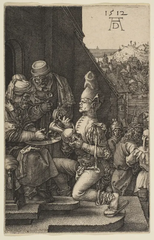 Pilate Washing His Hands, from "The Passion" Wall Art by Albrecht Dürer - High-Resolution Digital Print
