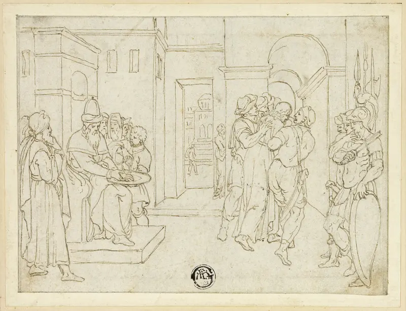 Pilate Washing His Hands, with Christ Being Led Away Wall Art by Giovanni da Bologna - High-Resolution Digital Print