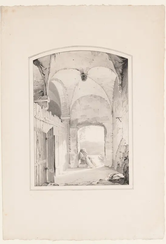 Pilgrim at the Gate (Einsiedler an der Pforte) Wall Art by Karl Blechen - High-Resolution Digital Print