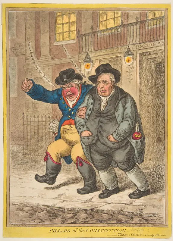Pillars of the Constitution. Three O'Clock & a Cloudy Morning Wall Art by James Gillray - High-Resolution Digital Print