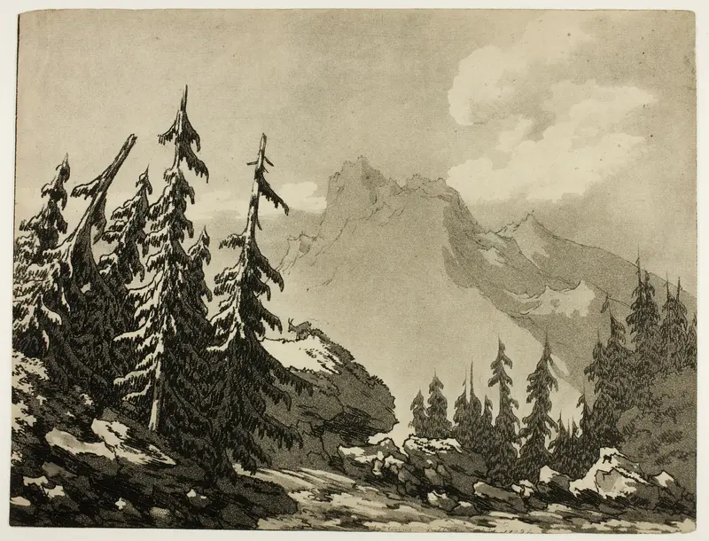 Pine Trees in the Mountains Wall Art by John Robert Cozens - High-Resolution Digital Print