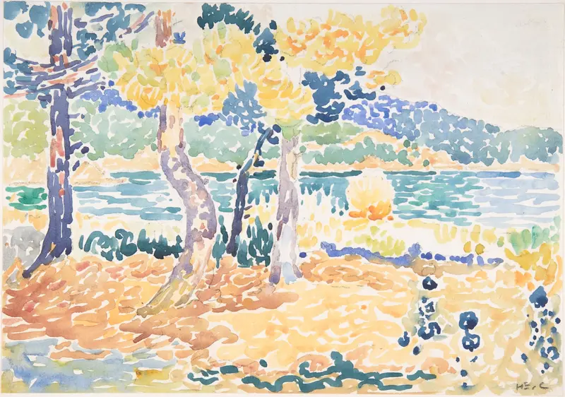 Pines on the Coastline Wall Art by Henri-Edmond Cross (Henri-Edmond Delacroix) - High-Resolution Digital Print