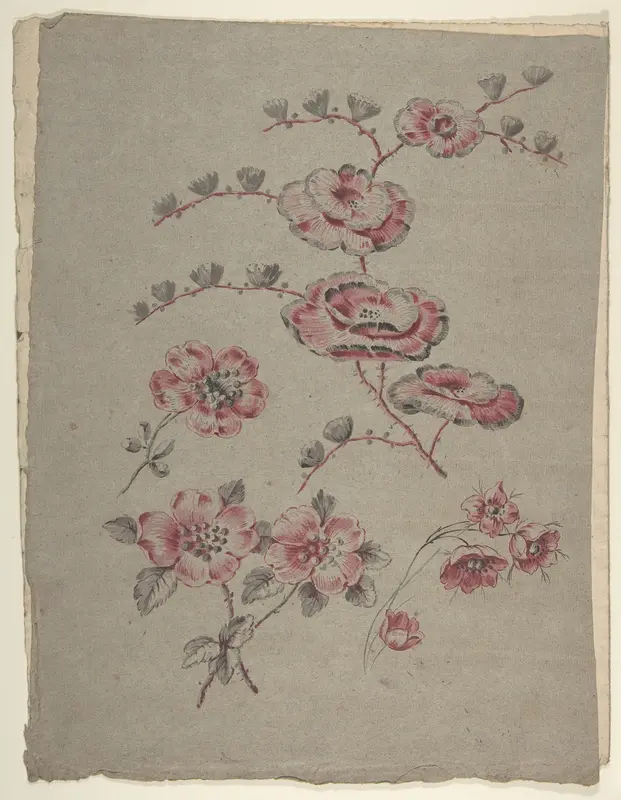 Pink Flower Pattern Wall Art by Anonymous, French, 19th century - High-Resolution Digital Print