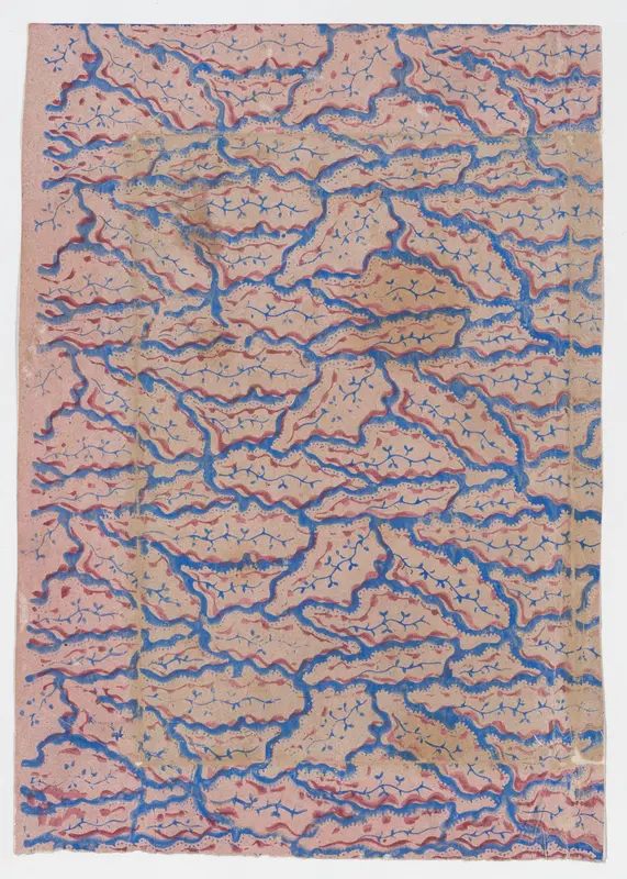 Pink sheet with overall blue abstract pattern Wall Art by Anonymous - High-Resolution Digital Print