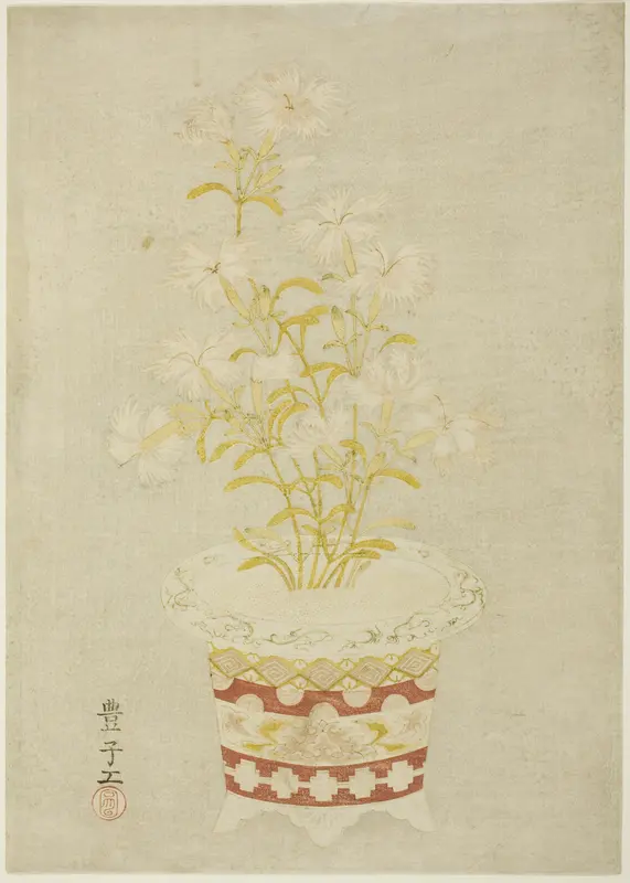 Pinks in a Porcelain Pot