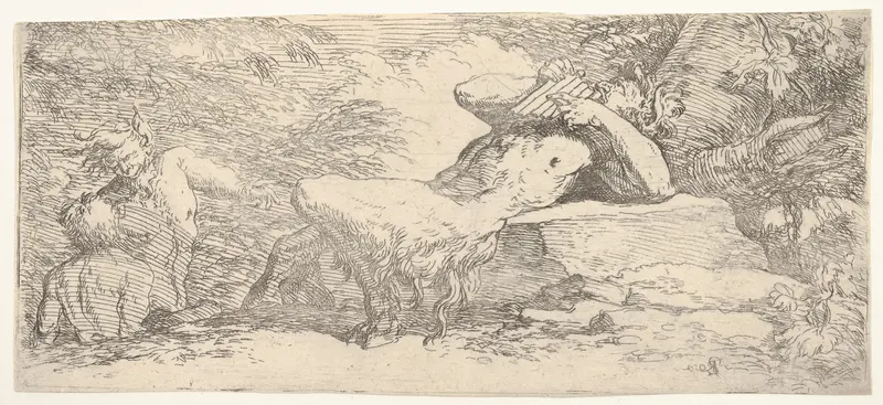 Piping satyr and two fauns, from "The Triton Group" Wall Art by Salvator Rosa - High-Resolution Digital Print