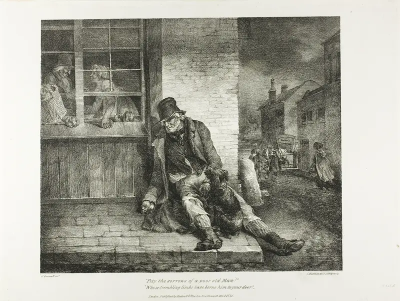 Pity the Sorrows of a Poor Old Man!... plate 2 from Various Subjects Drawn from Life and on Stone (The English Suite)