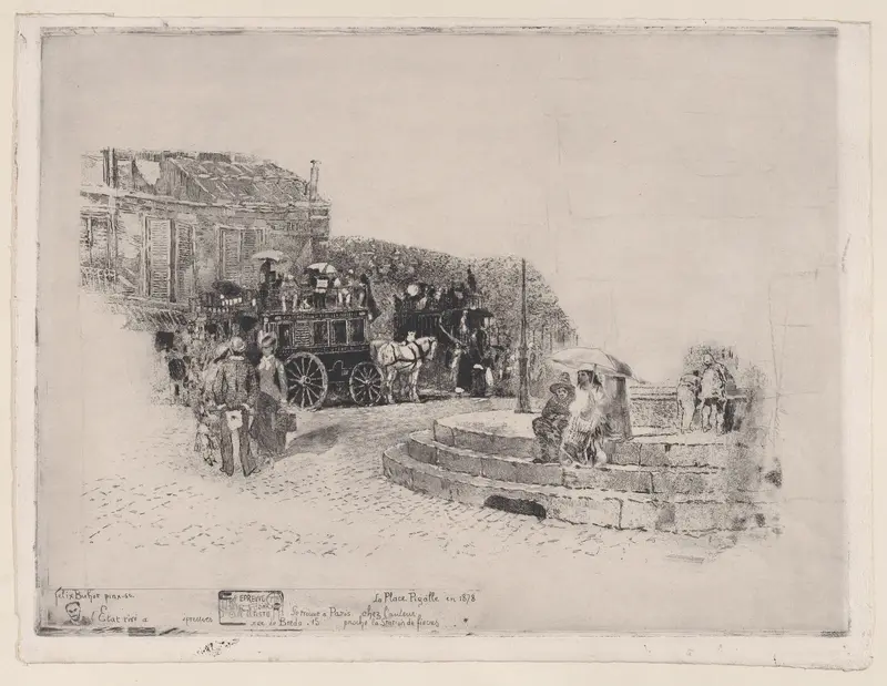 Place Pigalle in 1878 Wall Art by Félix-Hilaire Buhot - High-Resolution Digital Print