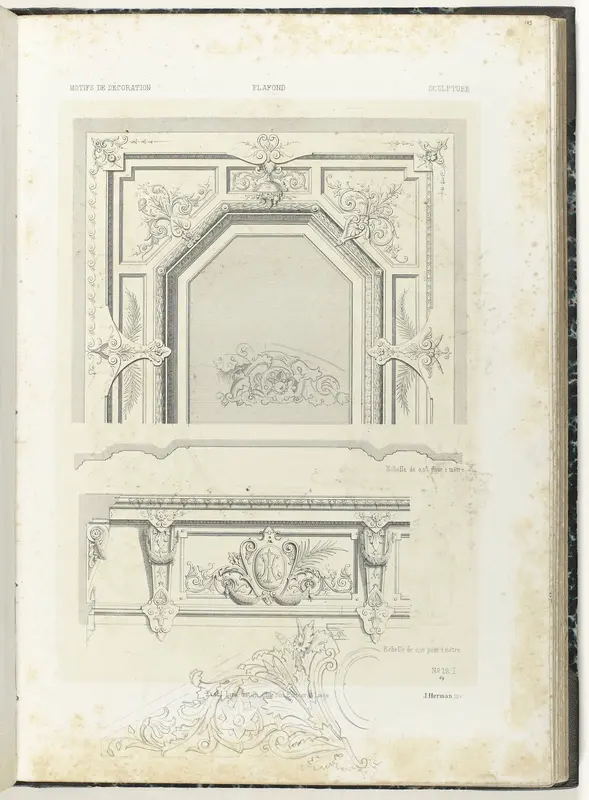 Plafond met detail, twee ornamenten Wall Art by anonymous - High-Resolution Digital Print