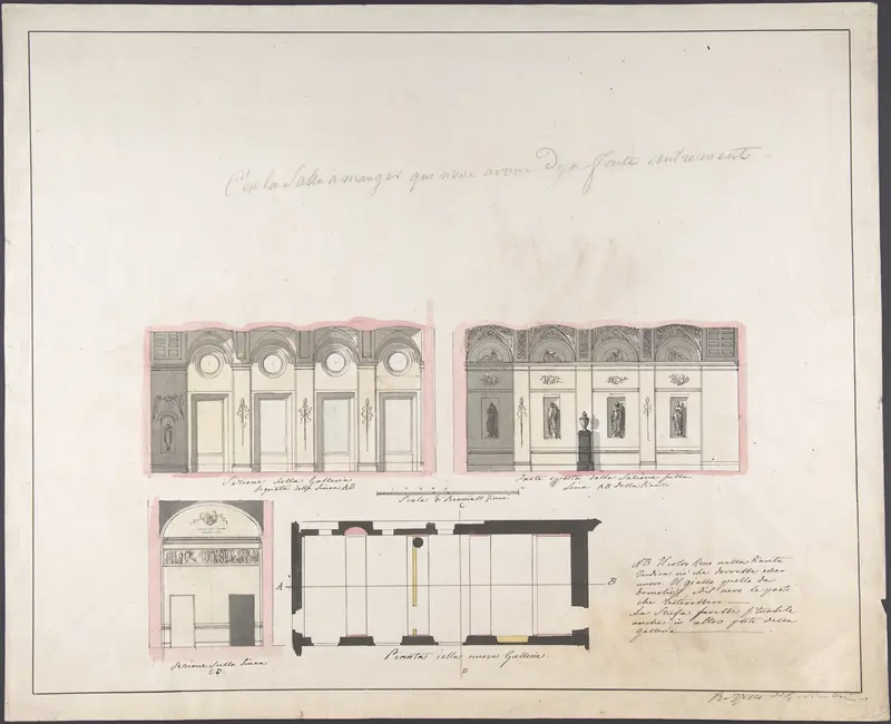 Plan "della nuova Galleria" Wall Art by Giovanni Battista Silvestri - High-Resolution Digital Print