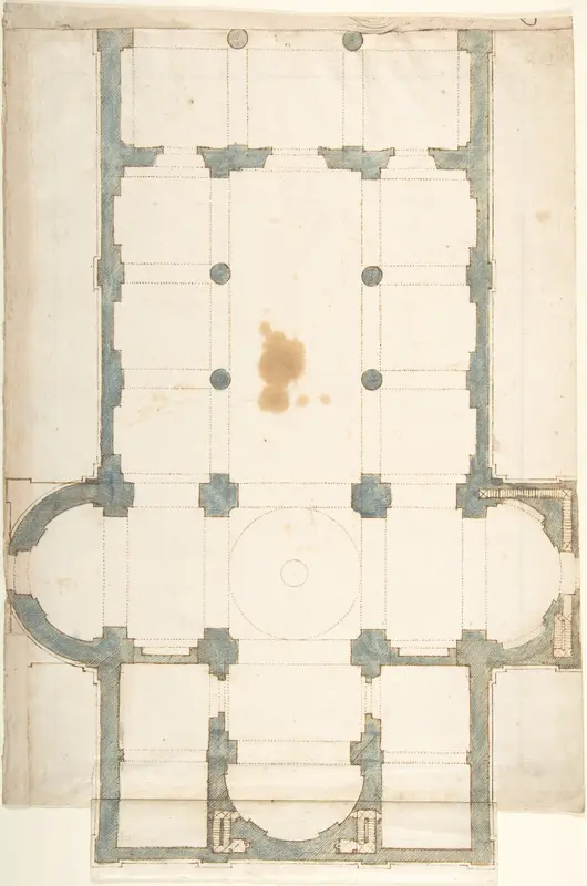 Plan for a Church with a Nave (recto); Framing Outlines (verso) Wall Art by Anonymous, Italian, 16th century - High-Resolution Digital Print