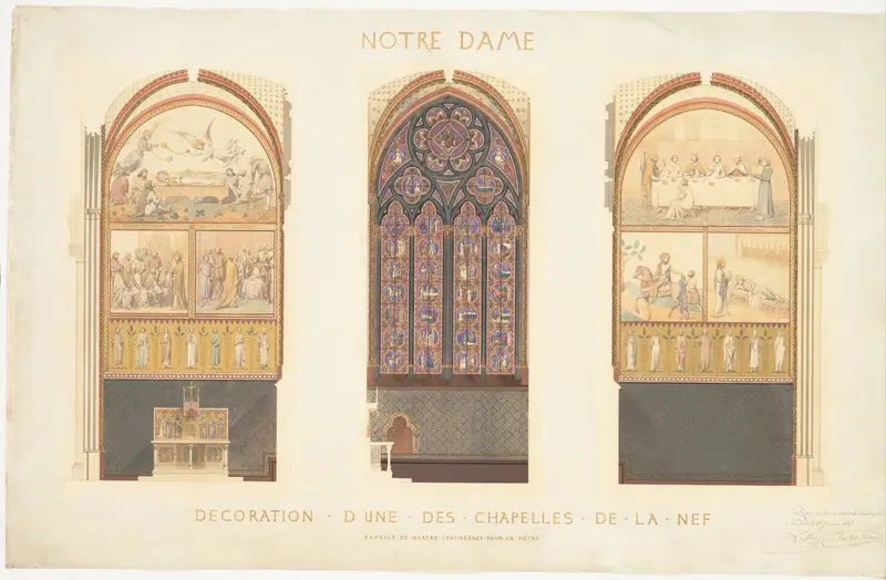 Plan for the Renovation of a Chapel in the Nave of the Cathedral of Notre Dame, Paris Wall Art by Eugène-Emmanuel Viollet-le-Duc - High-Resolution Digital Print