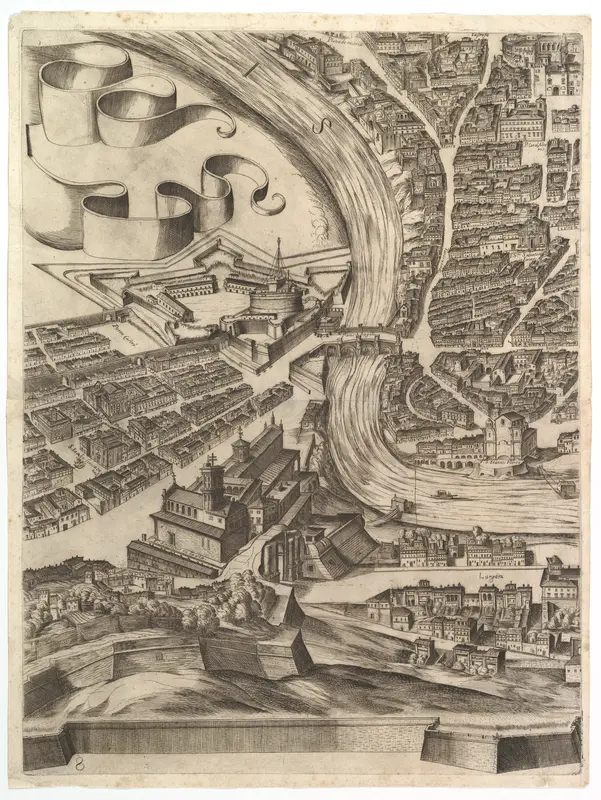 Plan of the City of Rome. Part 8 with the Castel Sant'Angelo Wall Art by Antonio Tempesta - High-Resolution Digital Print