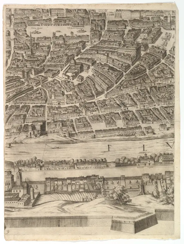 Plan of the City of Rome: sheet 9 with the Piazza Navona, the Campo di Fiore and the Sant' Onofrio Wall Art by Antonio Tempesta - High-Resolution Digital Print