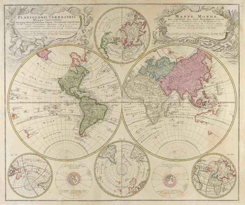 Planiglobii Terrestris Mappa Universalis... Wall Art by Johann Baptist Homann - High-Resolution Digital Print