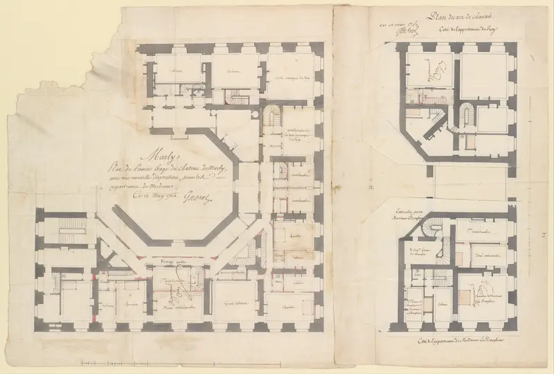 Plans of the Ground and First Floors of the Chateau of Marly Wall Art by Ange Jacques Gabriel - High-Resolution Digital Print