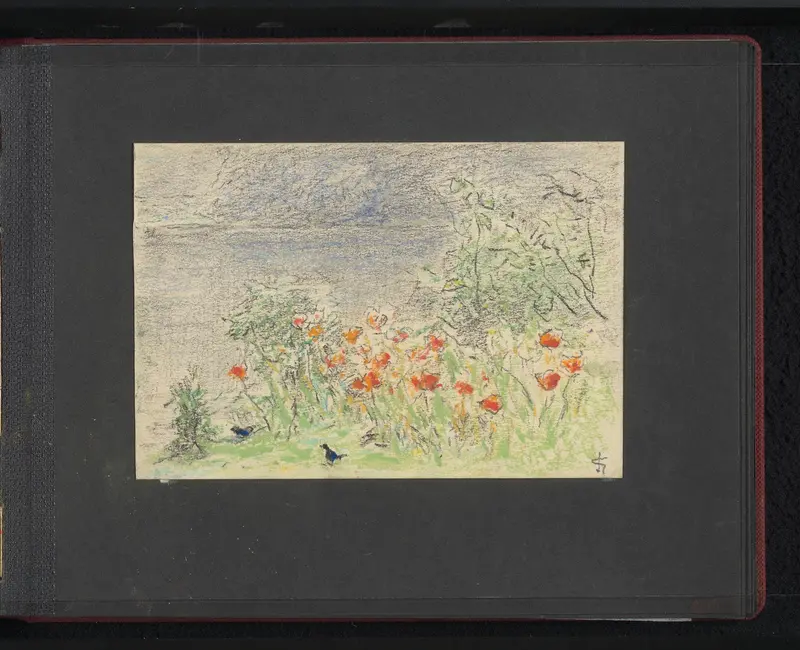 Planten en bloemen met twee vogels te Wiesbaden Wall Art by Unknown - High-Resolution Digital Print