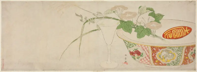 Plants, Porcelain Bowl, and Glass Goblet