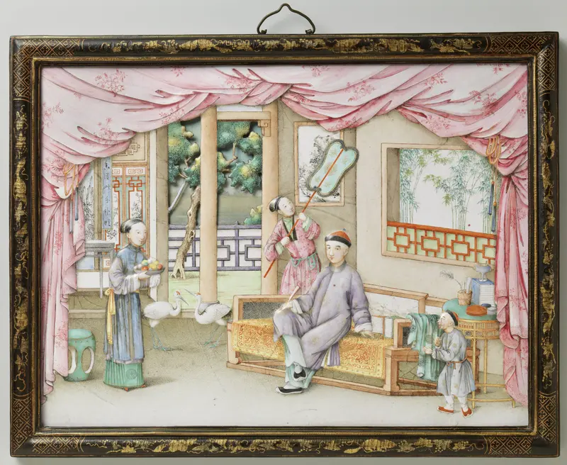 Plaque met een interieur met figuren Wall Art by anonymous - High-Resolution Digital Print