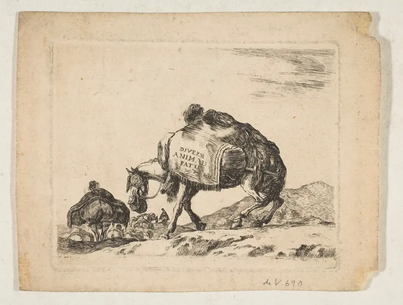 Plate 1: a pack horse, from "Various animals" (Diversi animali) Wall Art by Stefano della Bella - High-Resolution Digital Print