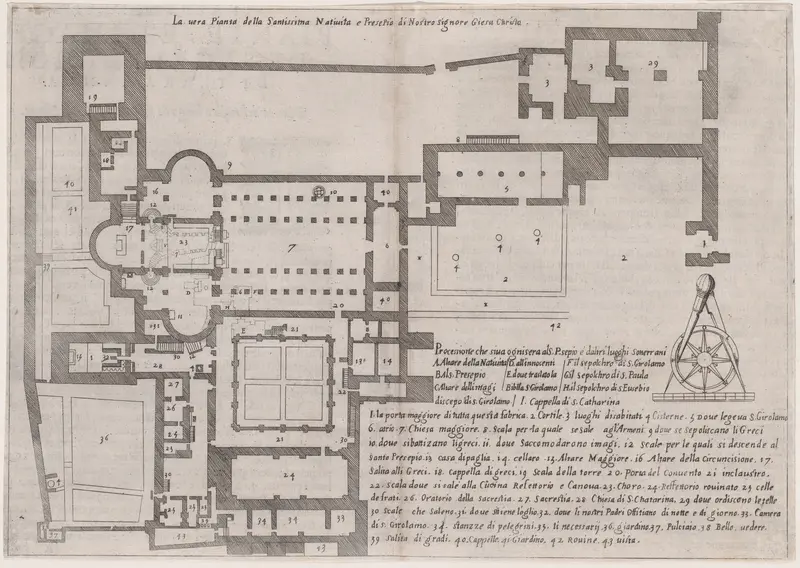 Plate 1, from "Trattato delle Piante & Immagini de Sacri Edifizi di Terra Santa" (Treatise of the Plans & Images of the Sacred Buildings of the Holy Land) Wall Art by Jacques Callot - High-Resolution Digital Print