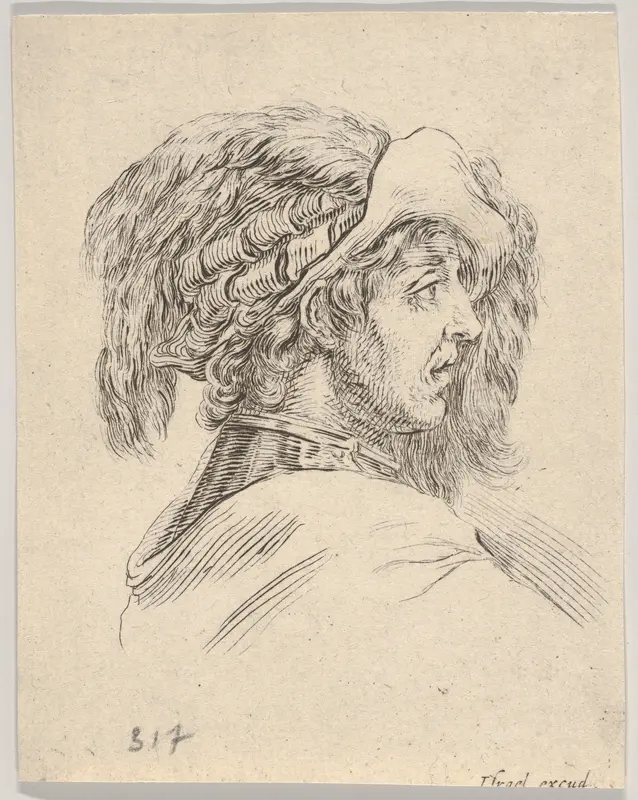 Plate 10: Head of a Man without a Beard, Turned in Profile to the Right, from "Various heads and figures" (Diverses têtes et figures) Wall Art by Stefano della Bella - High-Resolution Digital Print