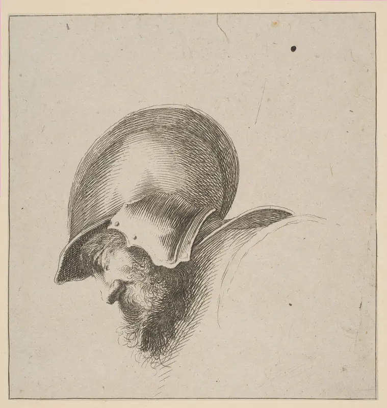 Plate 10: Head of a Soldier, from "Drawing Basics" (I principii del disegno) Wall Art by Stefano della Bella - High-Resolution Digital Print