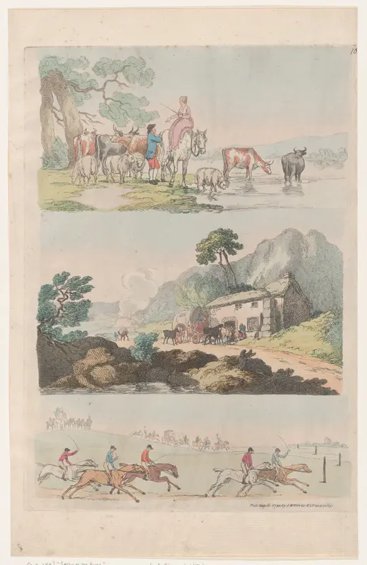 Plate 10, Outlines of Figures, Landscapes and Cattle...for the Use of Learners Wall Art by Thomas Rowlandson - High-Resolution Digital Print