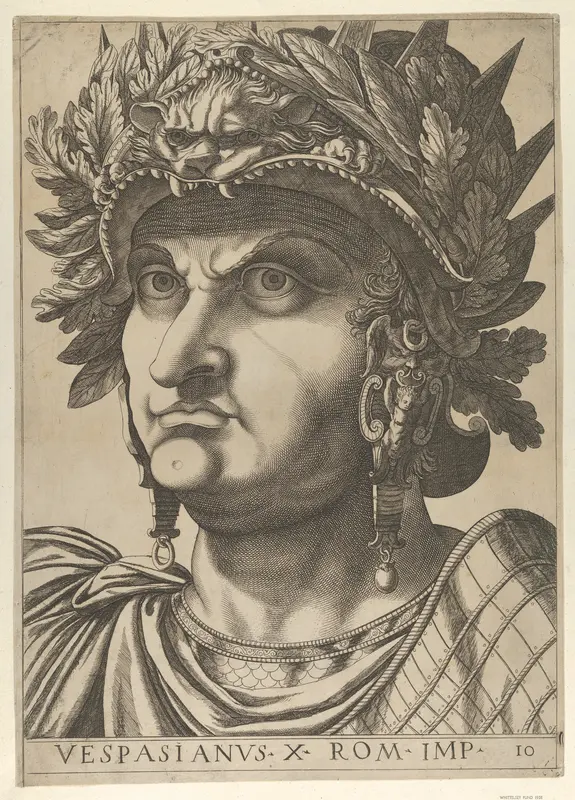 Plate 10: Vespasian with his head turned slightly to the left, from "The Twelve Caesars" Wall Art by Anonymous - High-Resolution Digital Print