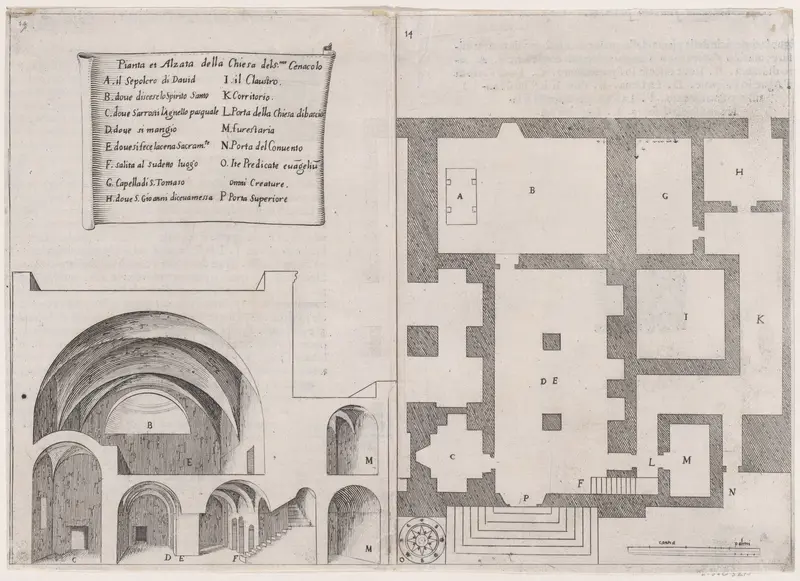 Plate 11, from "Trattato delle Piante & Immagini de Sacri Edifizi di Terra Santa" (Treatise of the Plans & Images of the Sacred Buildings of the Holy Land) Wall Art by Jacques Callot - High-Resolution Digital Print