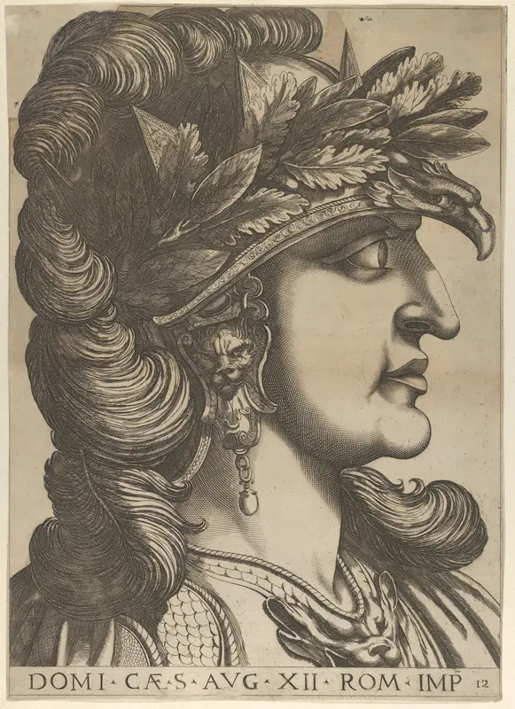 Plate 12: Domitian in profile to the right, from "The Twelve Caesars" Wall Art by Anonymous - High-Resolution Digital Print