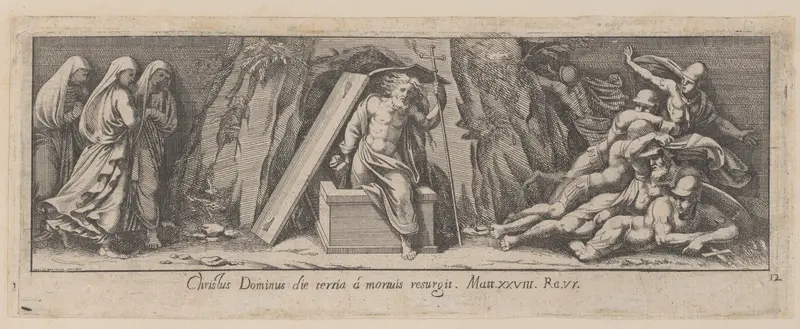 Plate 12: The Resurrection, after a lost fresco in the basamento of Bay 13 of the Vatican Loggia Wall Art by Pietro Santi Bartoli - High-Resolution Digital Print