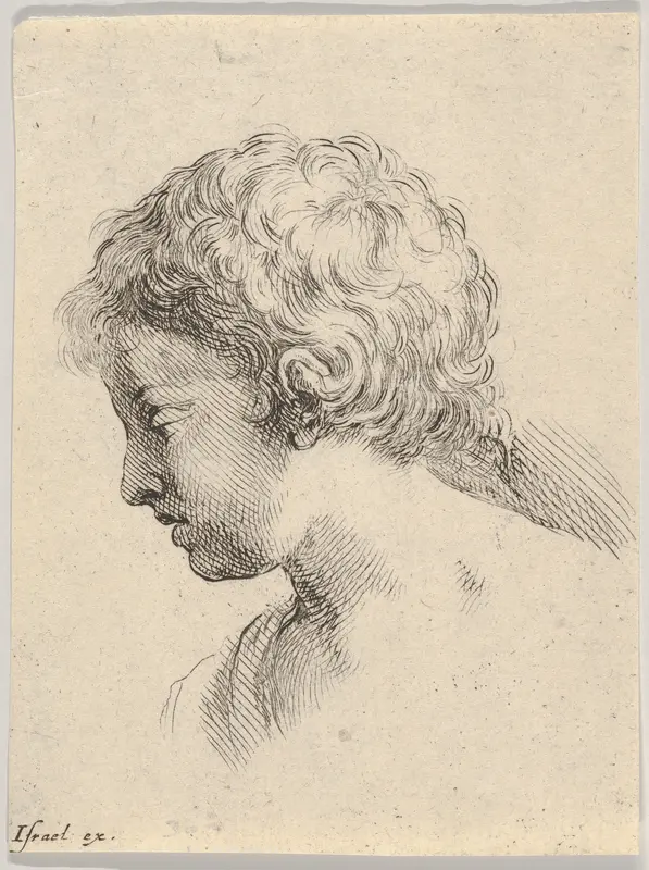 Plate 13: Head of a young boy, in profile, from "The Book for Learning to Draw" (Livre pour apprendre à dessiner) Wall Art by Stefano della Bella - High-Resolution Digital Print