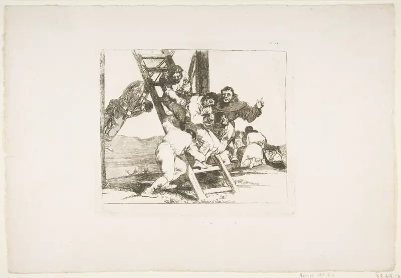 Plate 14 from "The Disasters of War" (Los Desastres de la Guerra): 'It's a Hard Step!' (Duro es el paso!)