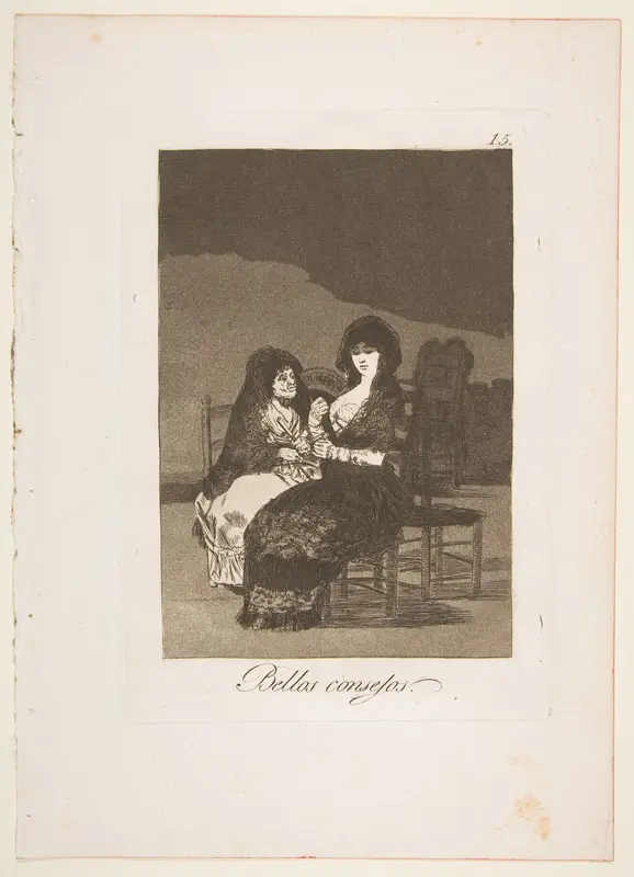 Plate 15 from "Los Caprichos": A pretty piece of advice (Bellos consejos)